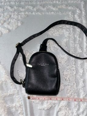 Black Mini Crossbody Bag with Gold Hardware